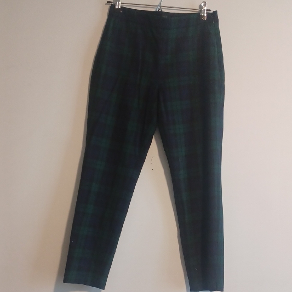 J. Crew Plaid Pants in Green and Blue